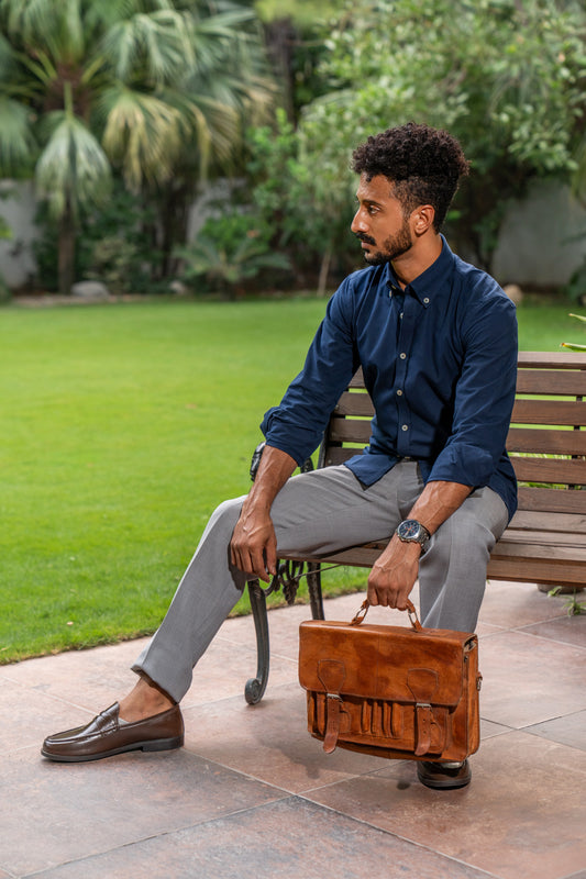 Grey drawstring wool blend casual trousers