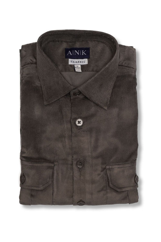 Light Grey Corduroy Overshirt