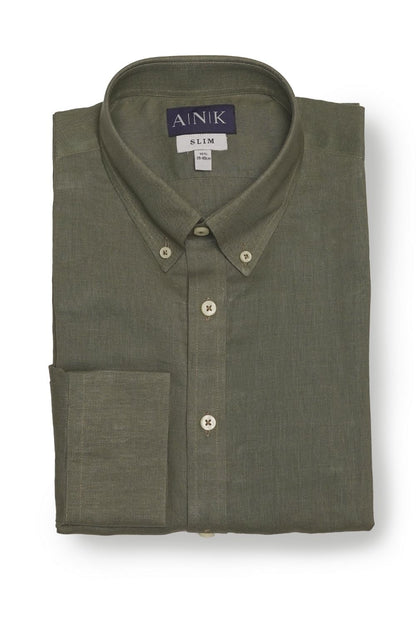 Olive Green Linen Shirt