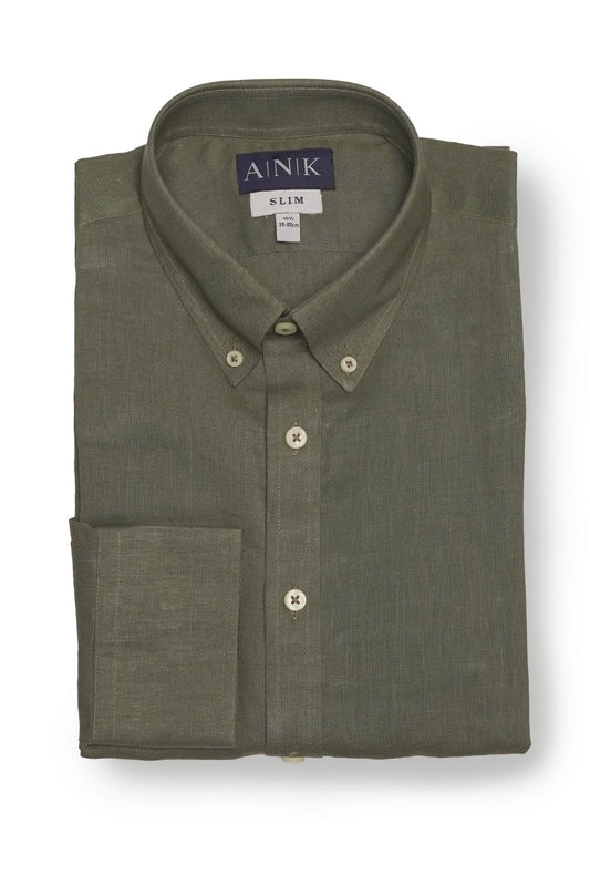 Olive Green Linen Shirt