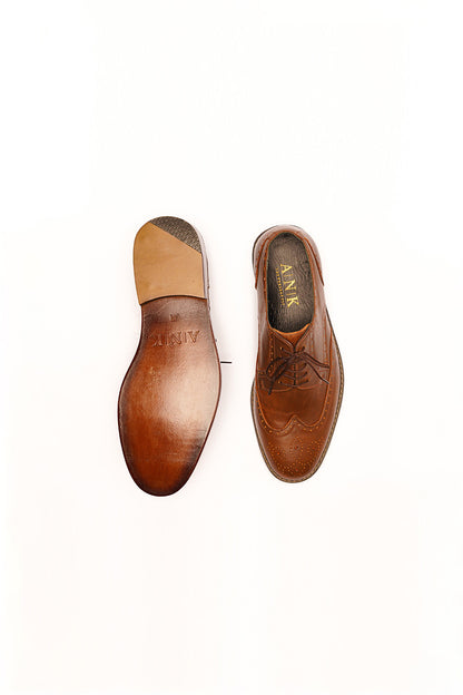 Tan Natural Wax Finish Wingtips