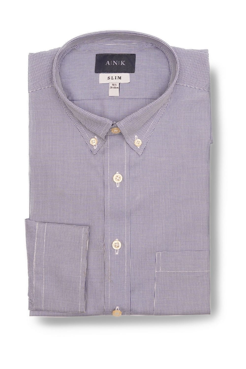 Blue Houndstooth Cotton Shirt