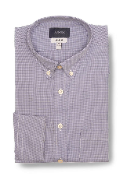 Blue Houndstooth Cotton Shirt