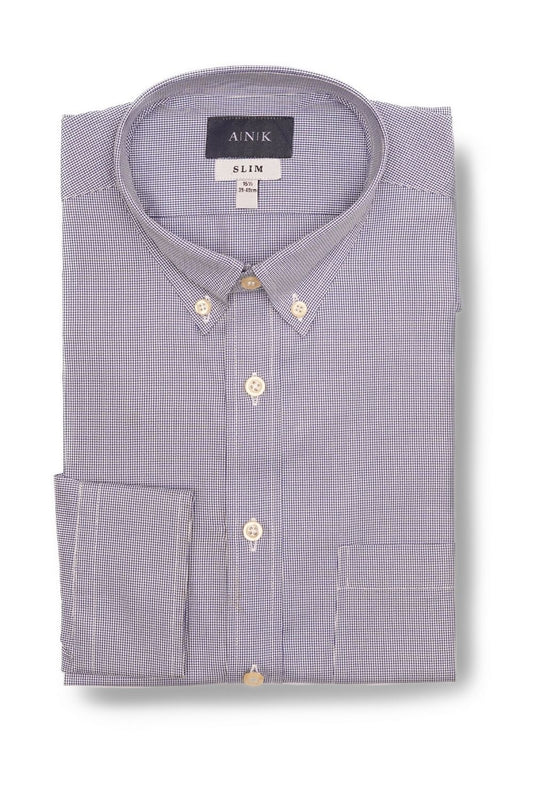 Blue Houndstooth Cotton Shirt