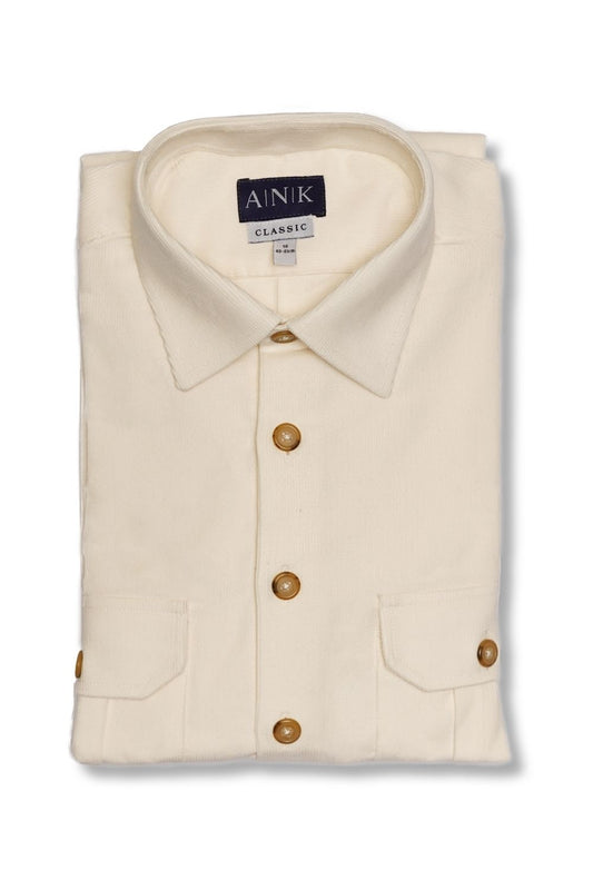 White Corduroy Overshirt