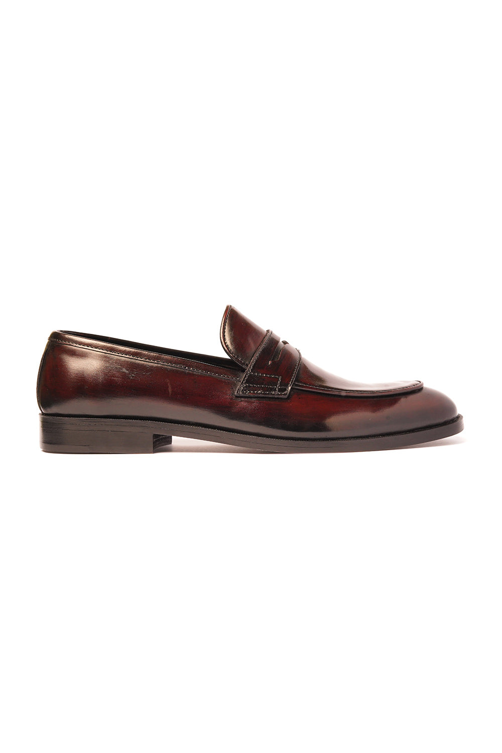 Burgundy Rough Buff Penny Loafers