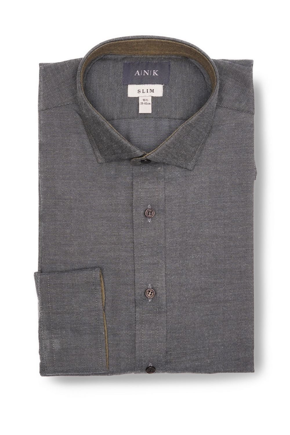 Blue Herringbone Cotton Shirt