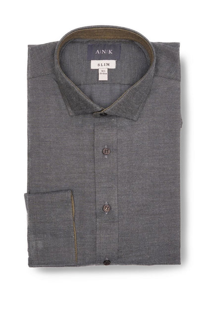 Blue Herringbone Cotton Shirt