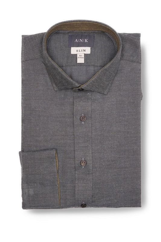 Blue Herringbone Cotton Shirt