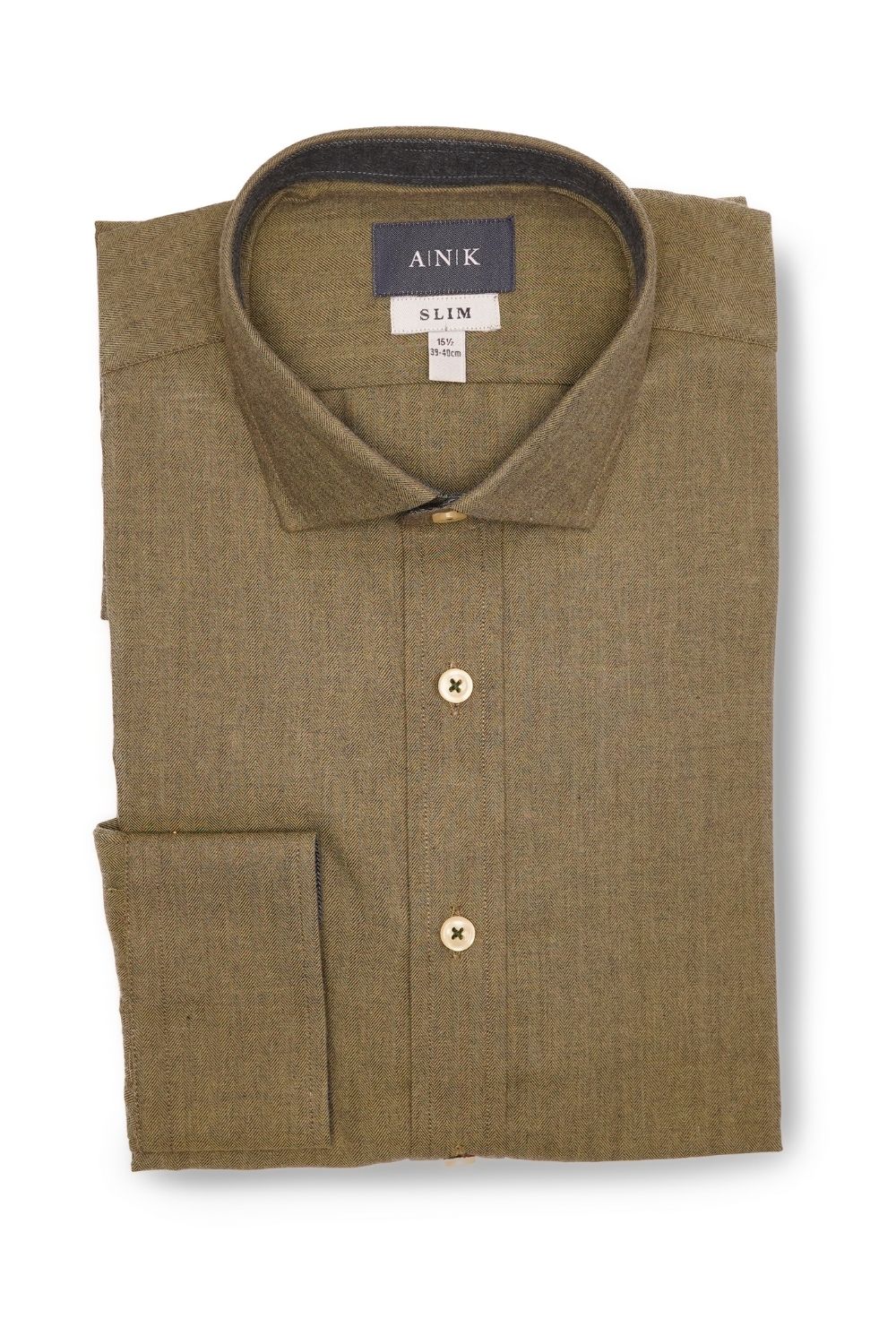 Green Herringbone Cotton Shirt