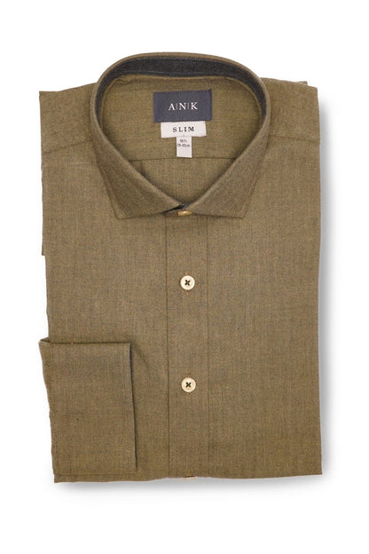 Green Herringbone Cotton Shirt