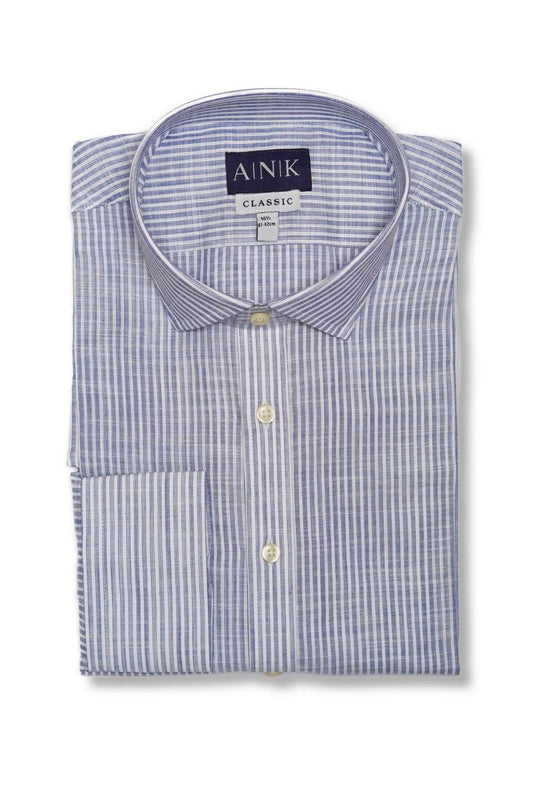 Blue-white Striped Linen Shirt