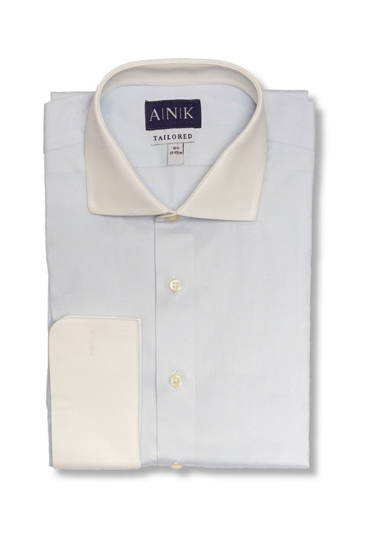 Blue Winchester Collar French Cuff Cotton Shirt