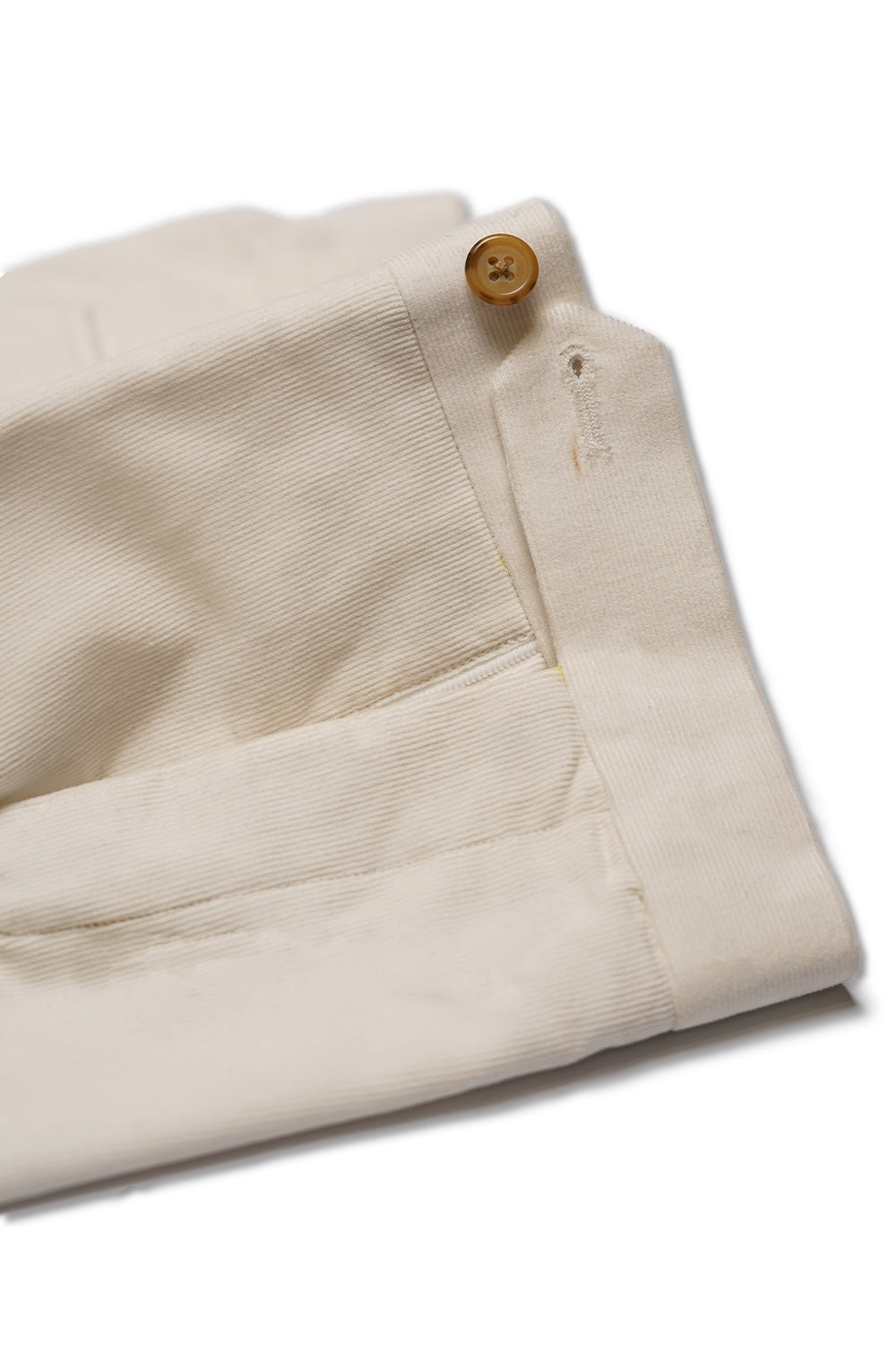 White Straight Cut Corduroy Trousers