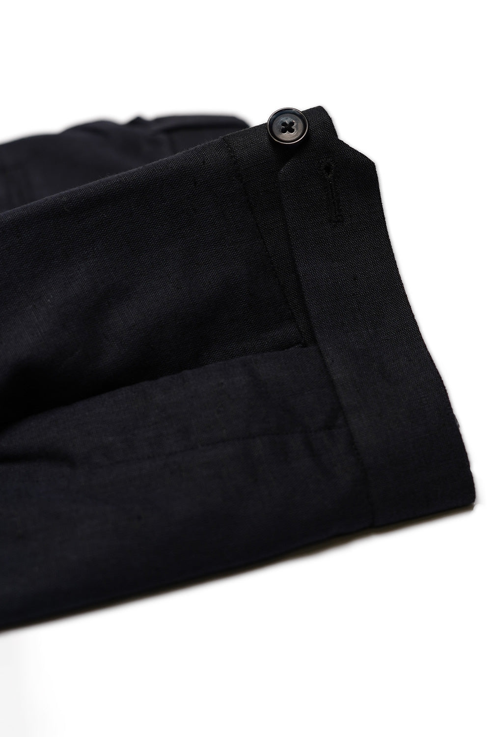 Navy Blue Straight Cut Linen Trousers