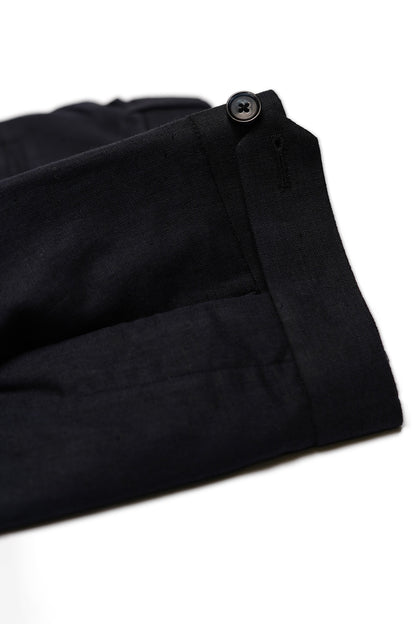 Navy Blue Straight Cut Linen Trousers
