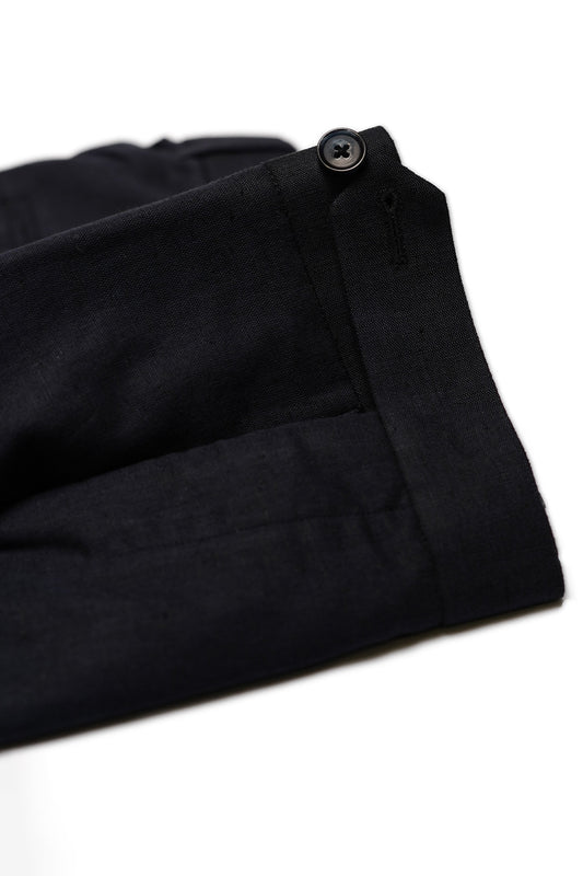 Navy Blue Straight Cut Linen Trousers