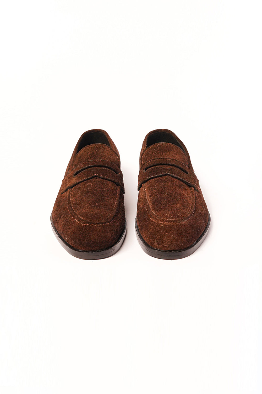 Brown Suede Penny Loafers