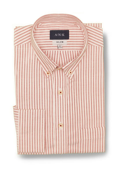 Burgundy Striped Cotton Shirt