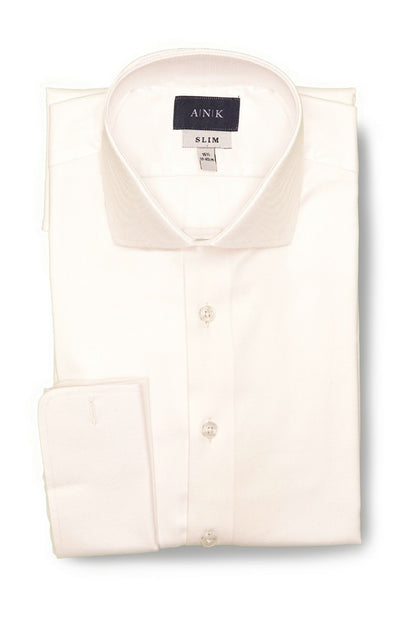 White Twill French Cuff Cotton Shirt