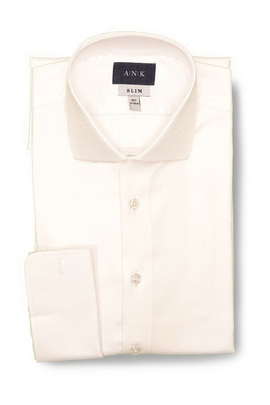 White Twill French Cuff Cotton Shirt