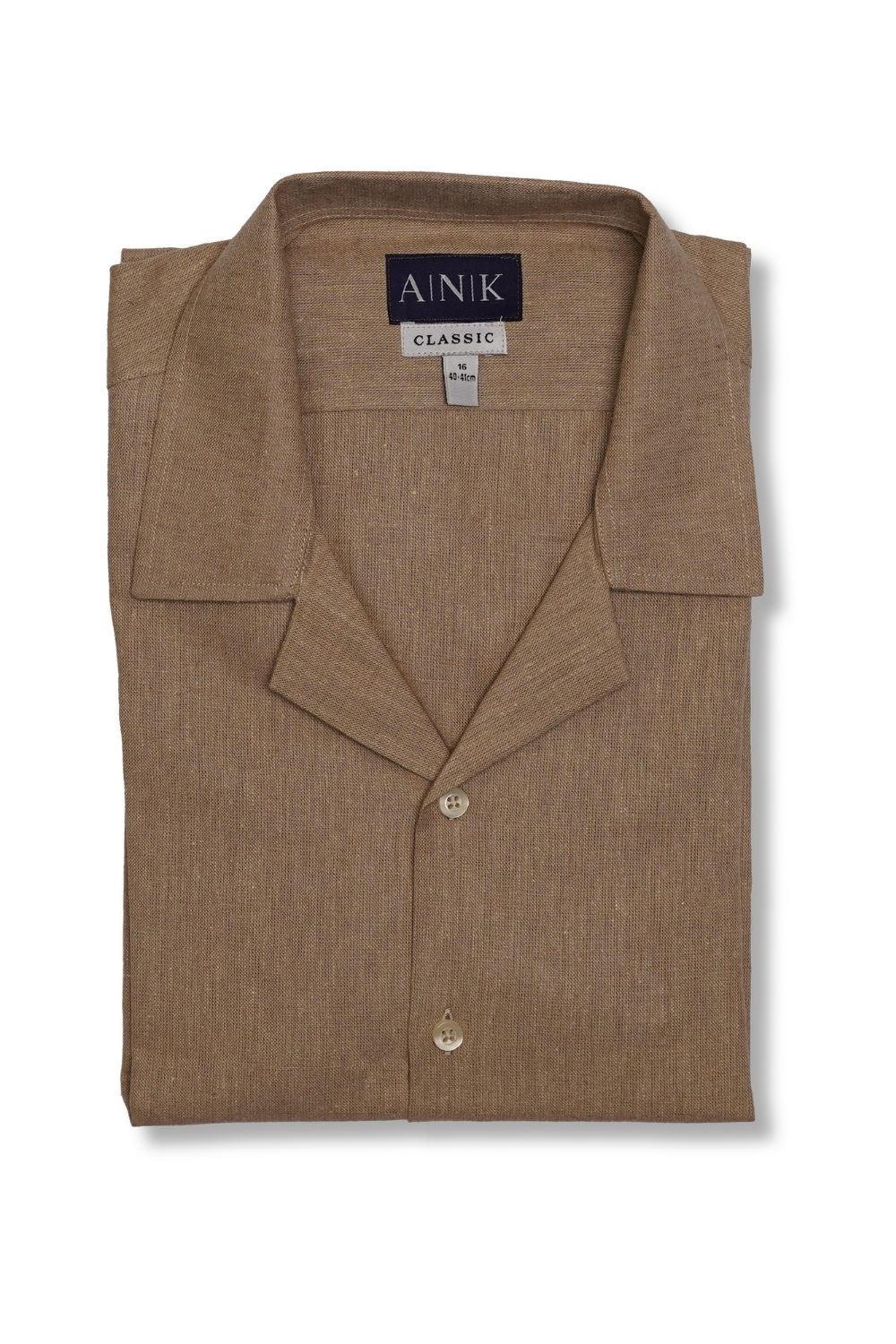 Beige Camp Collar Half Sleeves Linen Shirt