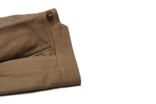 Beige Straight Cut Linen Trousers