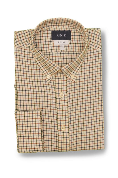 Beige-Blue Chequered Shirt