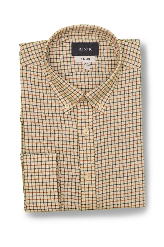 Beige-Blue Chequered Shirt