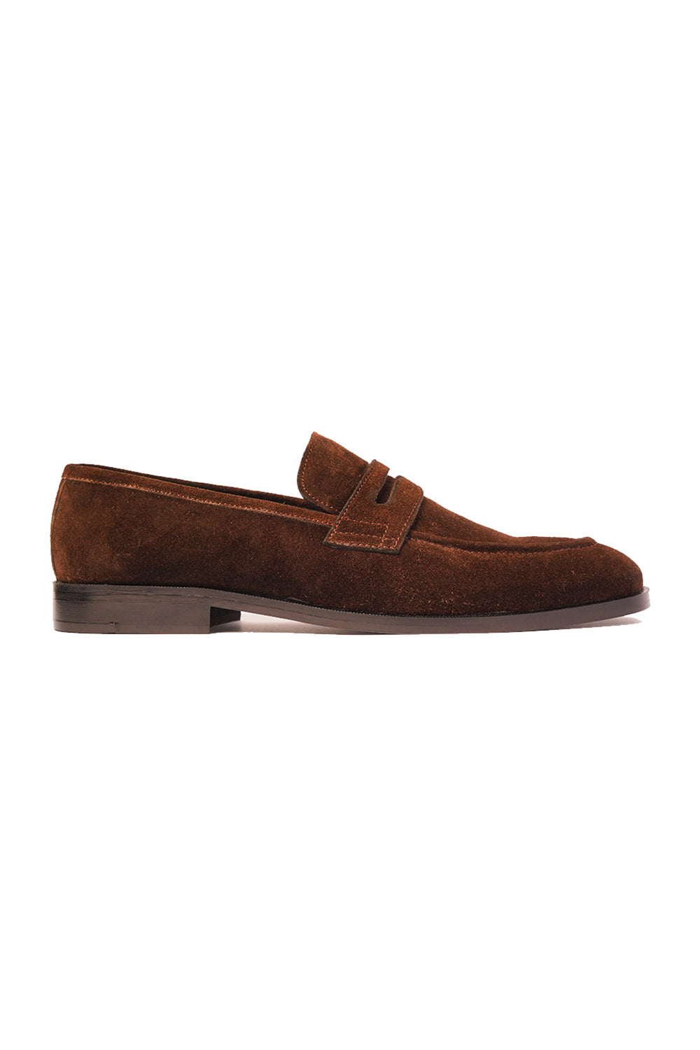Brown Suede Penny Loafers