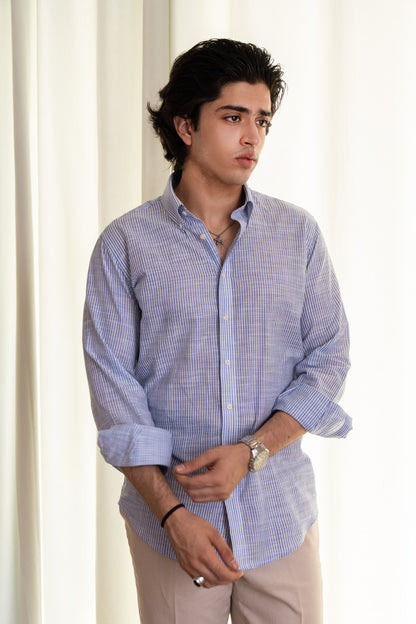 Blue-white Striped Linen Shirt