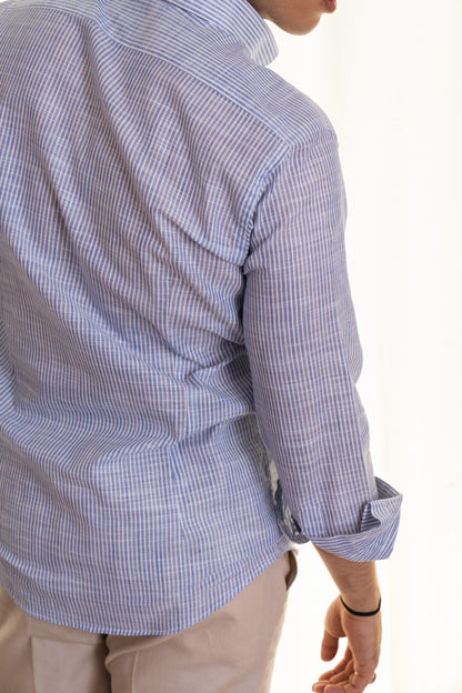 Blue-white Striped Linen Shirt