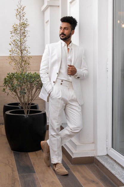 White 2-piece linen-cotton suit