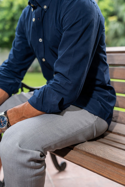 Navy blue oxford cotton shirt