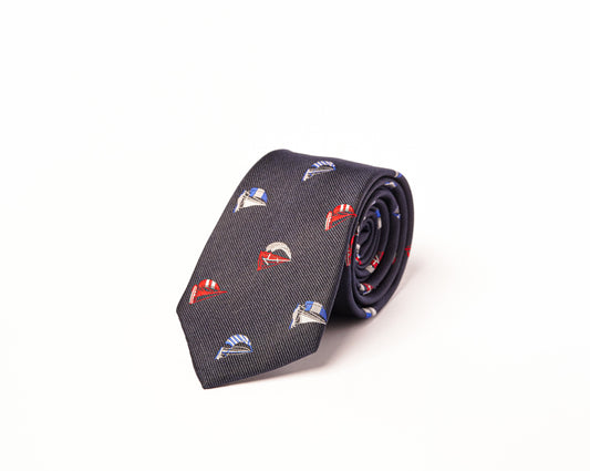 Navy Blue Yacht 100% Silk Tie