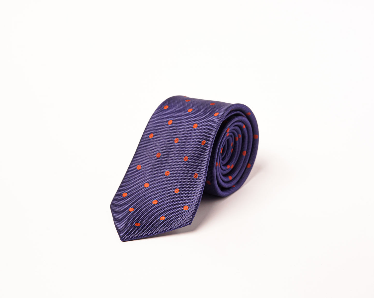 Blue-Orange Polka Dotted 100% Silk Tie