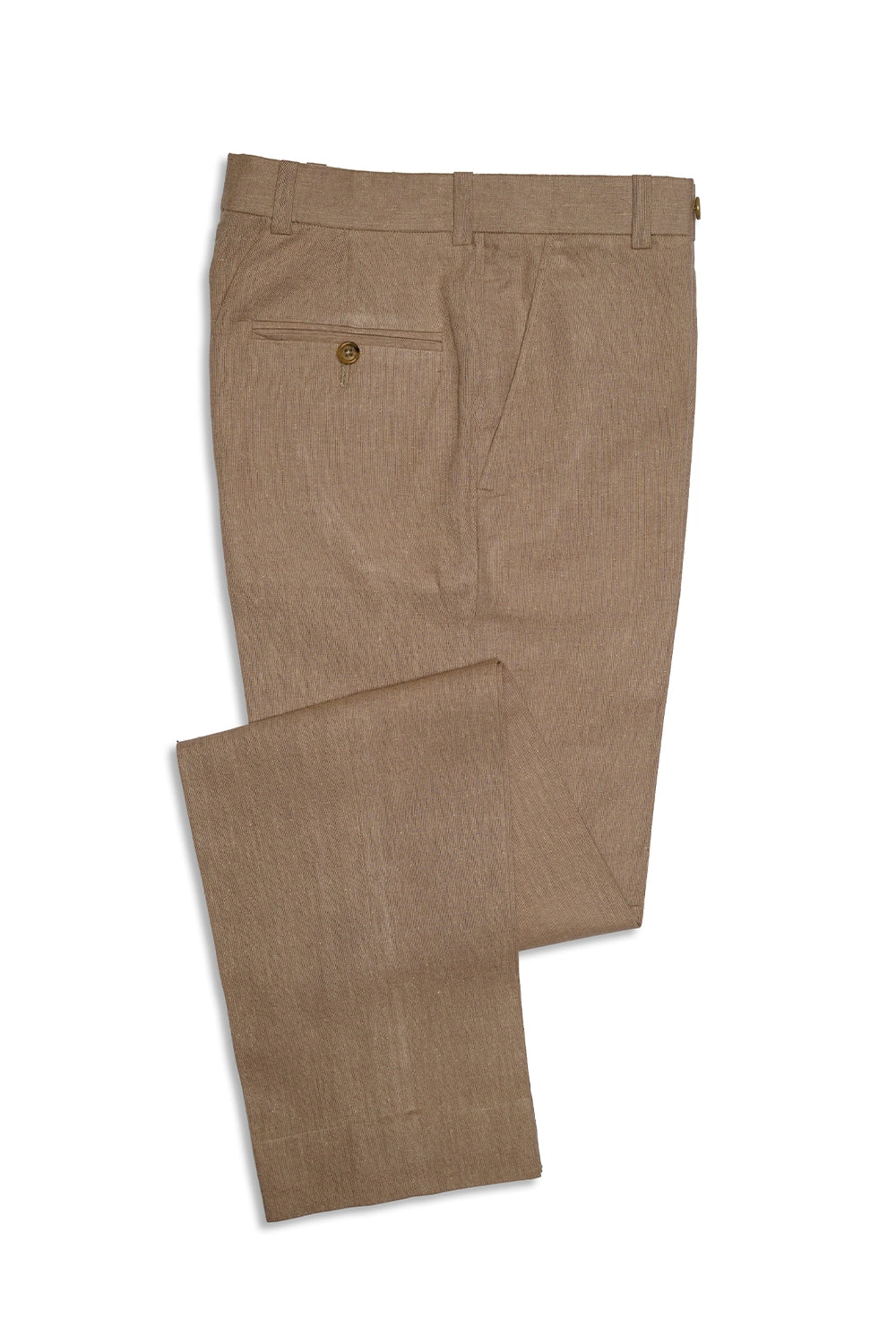 Beige Straight Cut Linen Trousers