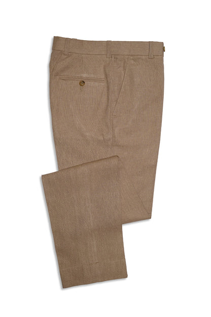 Beige Straight Cut Linen Trousers
