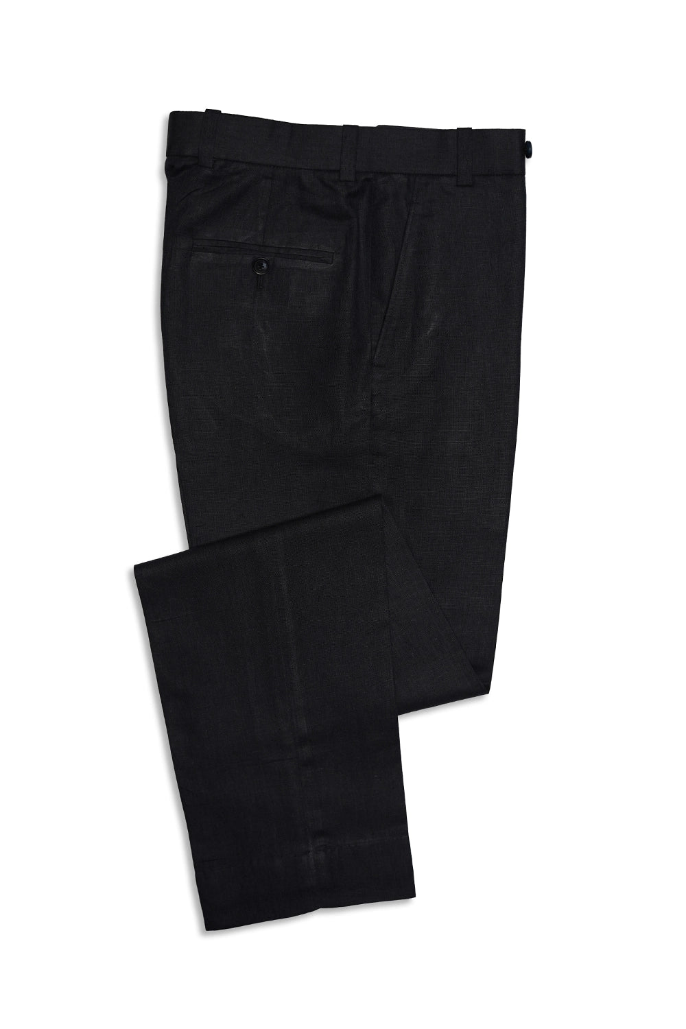 Navy Blue Straight Cut Linen Trousers