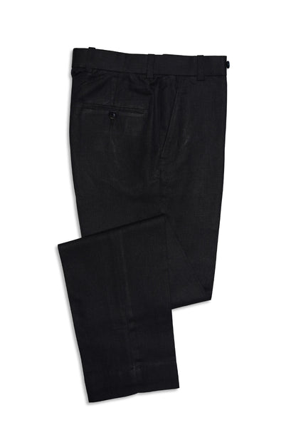 Navy Blue Straight Cut Linen Trousers