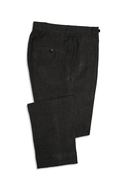 Charcoal Grey Straight Cut Linen Trousers