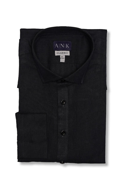Navy Blue Linen Shirt