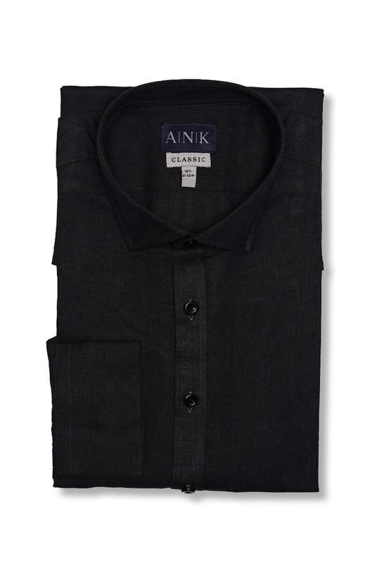 Navy Blue Linen Shirt