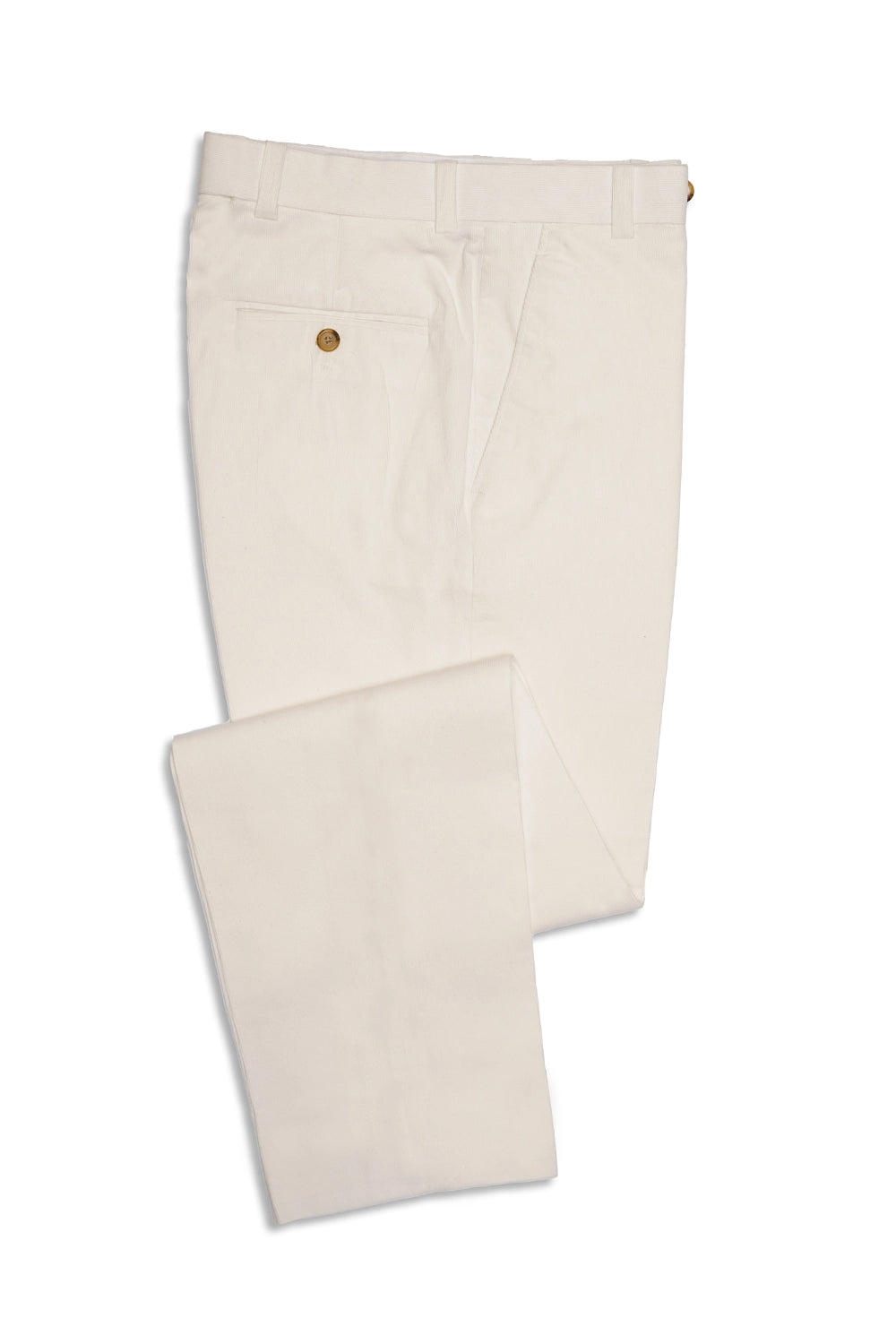 White Straight Cut Corduroy Trousers