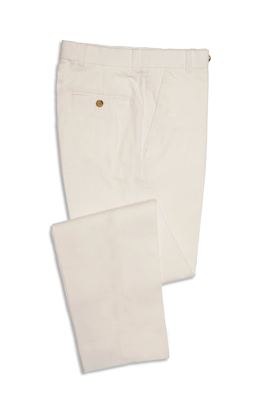 White Straight Cut Corduroy Trousers